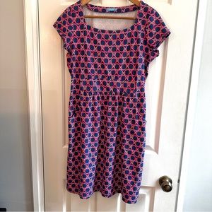 J McLAUGHLIN Dress Catalina Cloth Stretch Short Sleeve Pink Blue Print